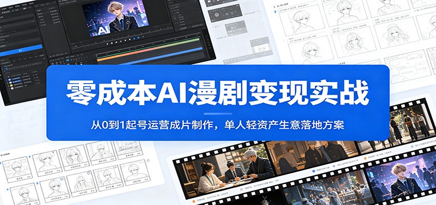 零成本AI漫剧变现实战：从0到1起号运营成片制作，单人轻资产生意落地方案-资源社