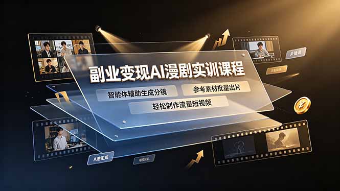 副业变现AI漫剧实训课程，智能体辅助生成分镜，参考素材批量出片，轻松制作流量短视频-资源社