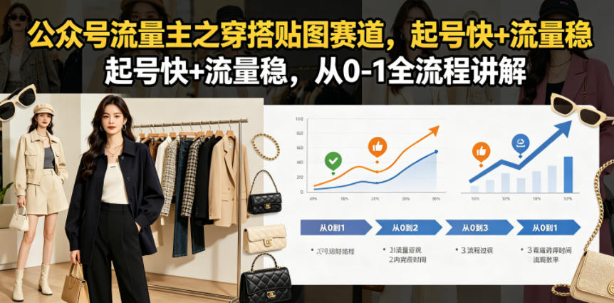 公众号流量主之穿搭贴图赛道，起号快+流量稳，从0-1全流程讲解-资源社
