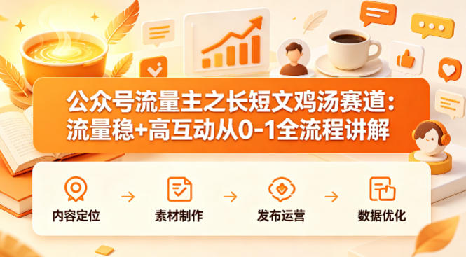 公众号流量主之长短文鸡汤赛道，流量稳+高互动，从0-1全流程讲解-资源社