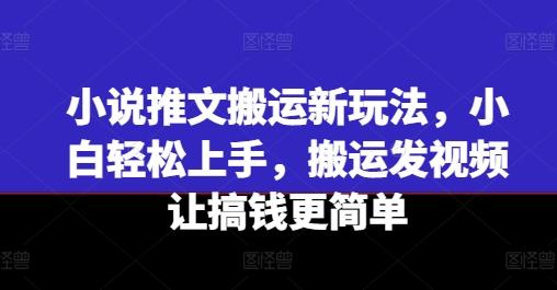 小说推文搬运新玩法，小白轻松上手，搬运发视频让搞钱更简单-资源社