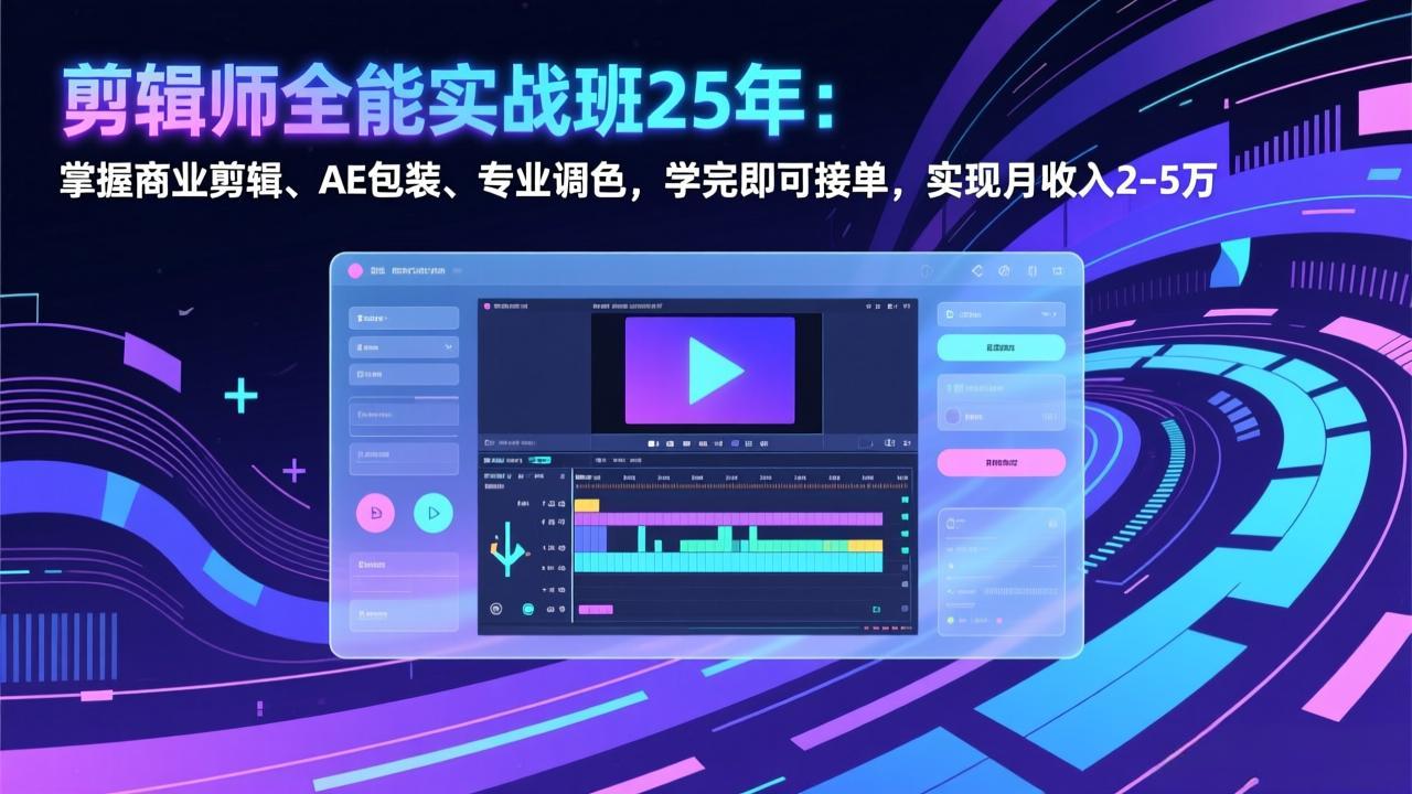 剪辑师全能实战班25年：掌握商业剪辑、AE包装、专业调色，学完即可接单，实现月收入2-5万-资源社