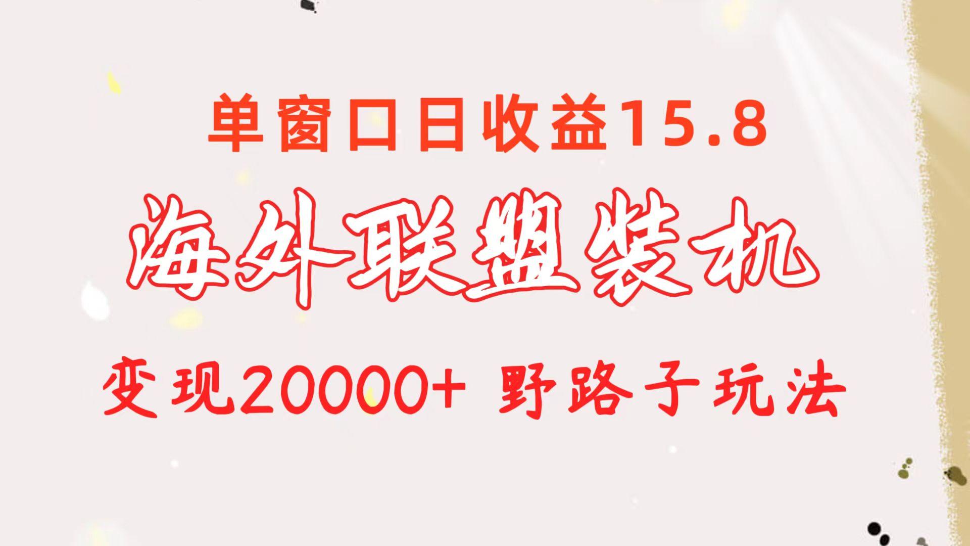 海外联盟装机 单窗口日收益15.8  变现20000+ 野路子玩法-资源社