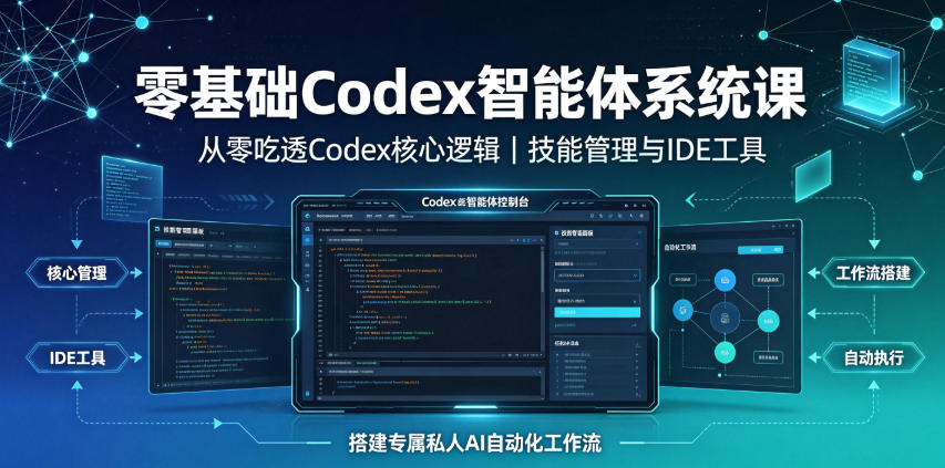 零基础Codex智能体系统课｜从零吃透Codex核心逻辑、技能管理与IDE工具，搭建专属私人AI自动化工作流-资源社