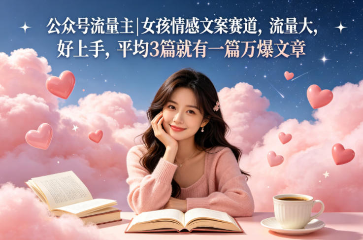 公众号流量主女孩情感文案赛道，流量大，好上手，平均3篇就有一篇万爆文章-资源社