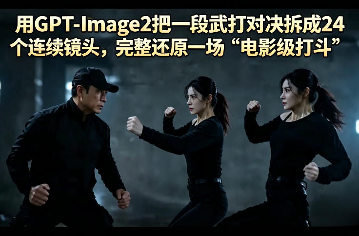用GPT-Image2把一段武打对决拆成24个连续镜头，完整还原一场“电影级打斗”-资源社