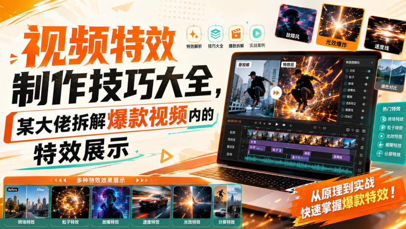 视频特效制作技巧大全，某大佬拆解爆款视频内的特效展示-资源社