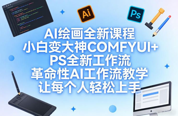 AI绘画全新课程,小白变大神COMFYUI+PS全新工作流,革命性AI工作流教学,让每个人轻松上手-资源社