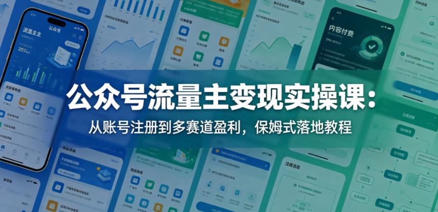 公众号流量主变现实操课：从账号注册到多赛道盈利，保姆式落地教程-资源社