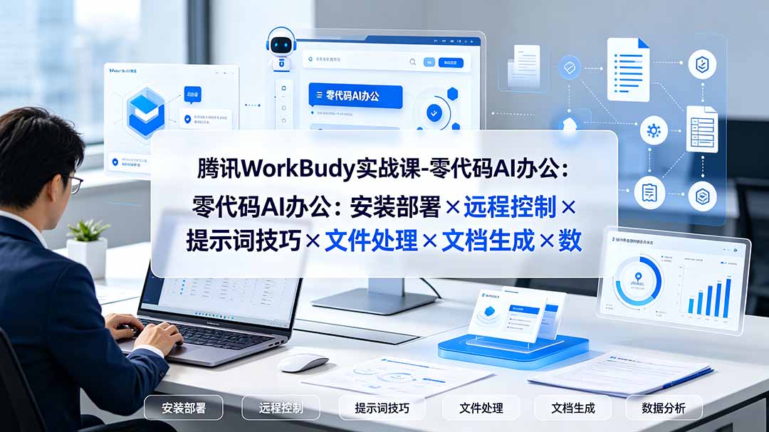 腾讯WorkBuddy实战课-零代码AI办公：安装部署×远程控制×提示词技巧×文件处理×文档生成×数据分析-资源社