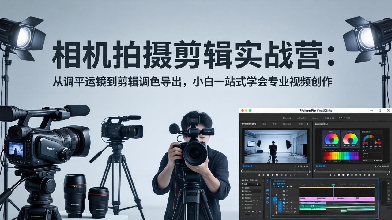 相机拍摄剪辑实战营：从调平运镜到剪辑调色导出，小白一站式学会专业视频创作-资源社