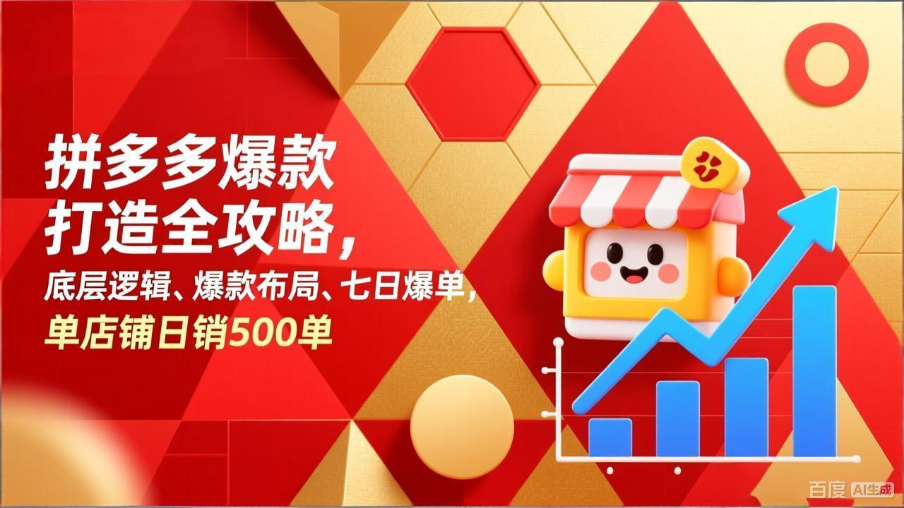 拼多多爆款打造全攻略，底层逻辑、爆款布局、七日爆单，单店铺日销500单-资源社