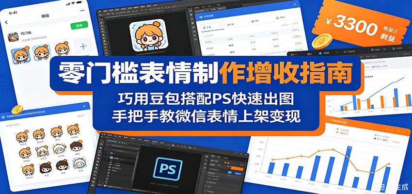 零门槛表情制作增收指南：巧用豆包搭配 PS 快速出图，手把手教微信表情上架变现-资源社
