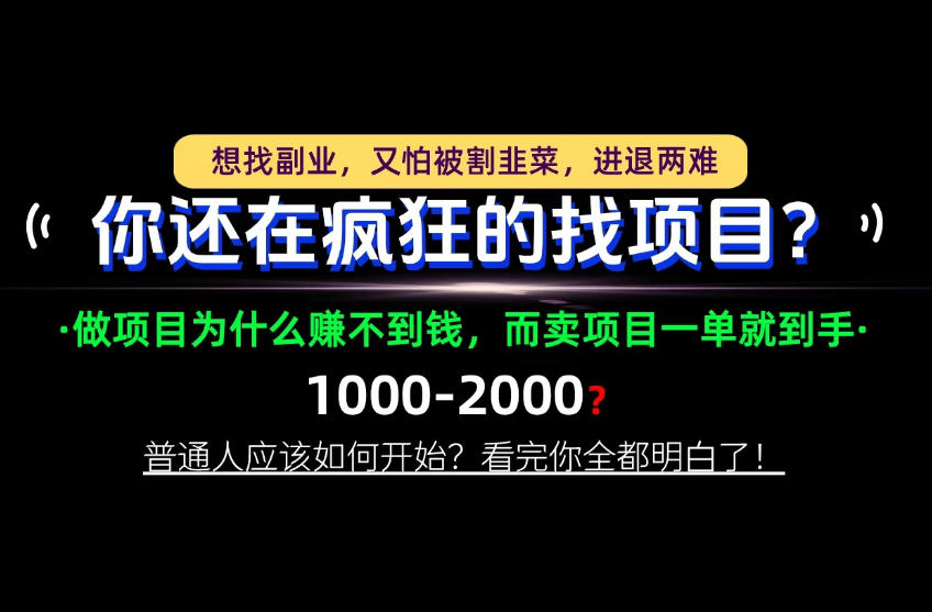 你还在疯狂的找项目?别傻了!卖项目才是真正的一本万利!怎么做,看完你全都明白!【揭秘】-资源社
