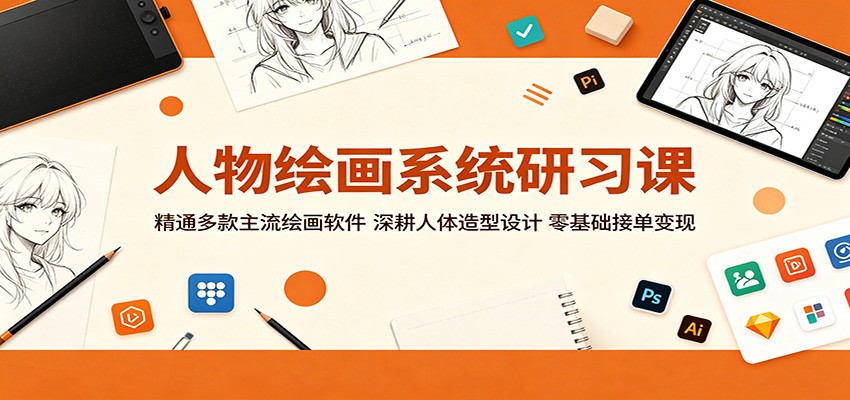 人物绘画系统研习课：精通多款主流绘画软件，深耕人体造型设计，零基础接单变现-资源社