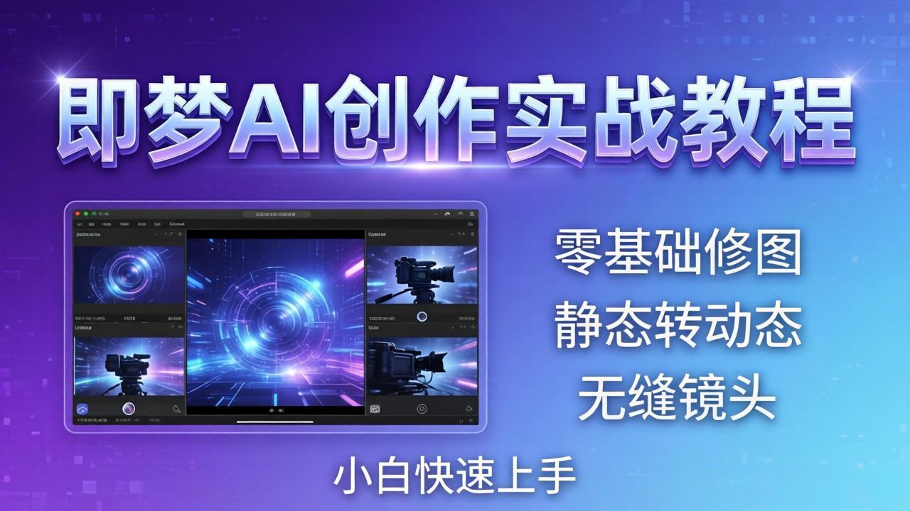 即梦AI创作实战教程，从零基础修图到AI导演，实战教学静态转动态+无缝镜头，小白快速上手-资源社