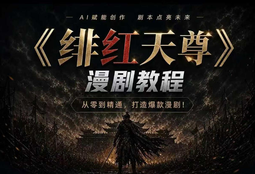 绯红天尊AI漫剧系统教程｜从零入门到精通，工具运用+剧本创作+爆款逻辑+提示词素材+镜头剪辑，全套爆款漫剧落地实战课-资源社