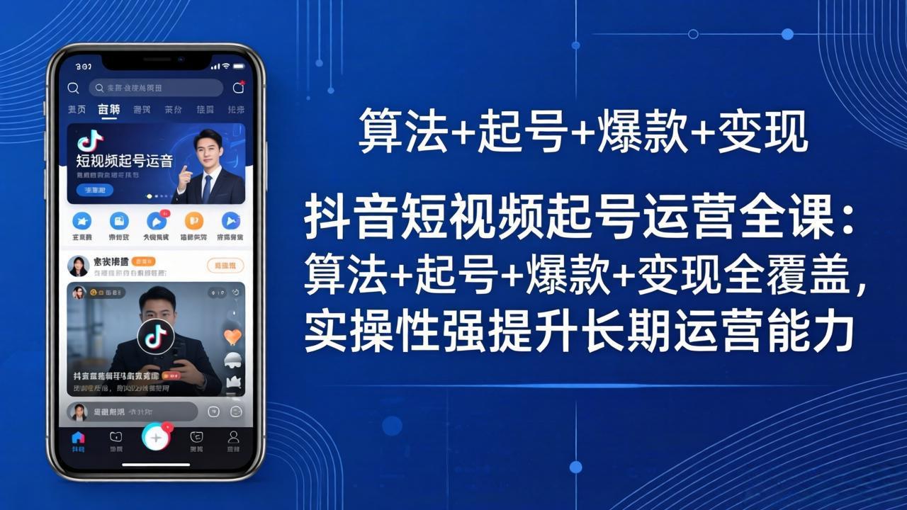 抖音短视频起号运营全课：算法+起号+爆款+变现全覆盖，实操性强提升长期运营能力-资源社