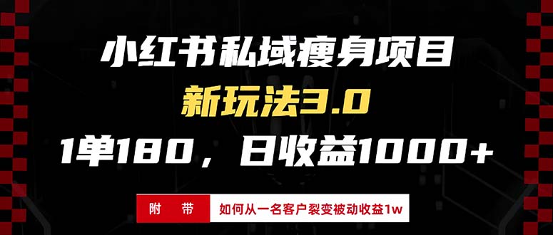 小红书瘦身项目3.0模式，新手小白日赚收益1000+(附从一名客户裂变收益…-资源社