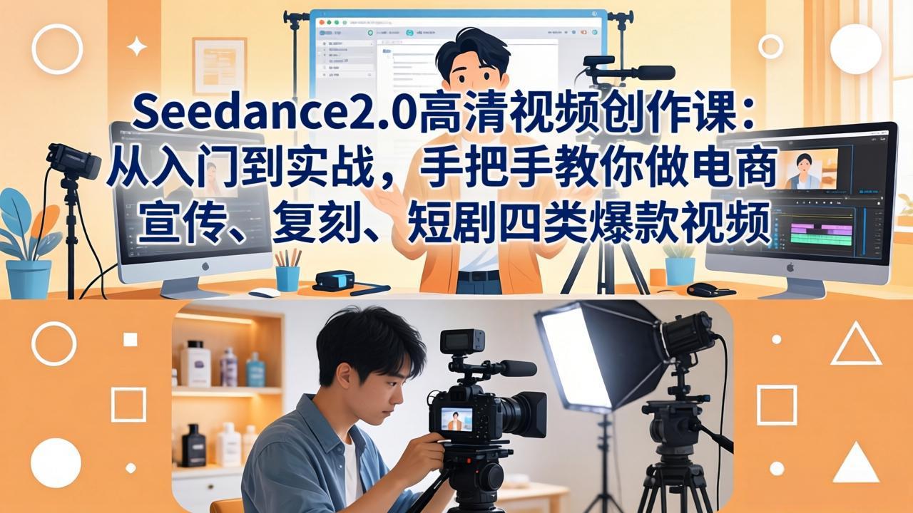 Seedance2.0高清视频创作课：从入门到实战，手把手教你做电商、宣传、复刻、短剧四类爆款视频-资源社