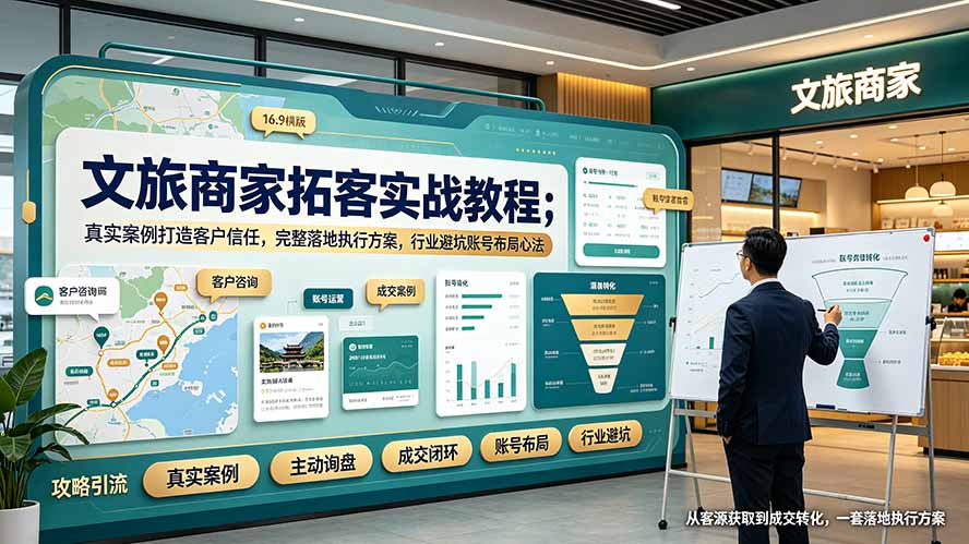 文旅商家拓客实战教程;真实案例打造客户信任,完整落地执行方案,行业避坑账号布局心法-资源社