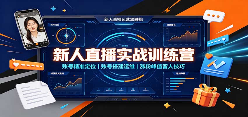 新人直播实战训练营:账号精准定位,账号搭建运维,涨粉峰值留人技巧-资源社