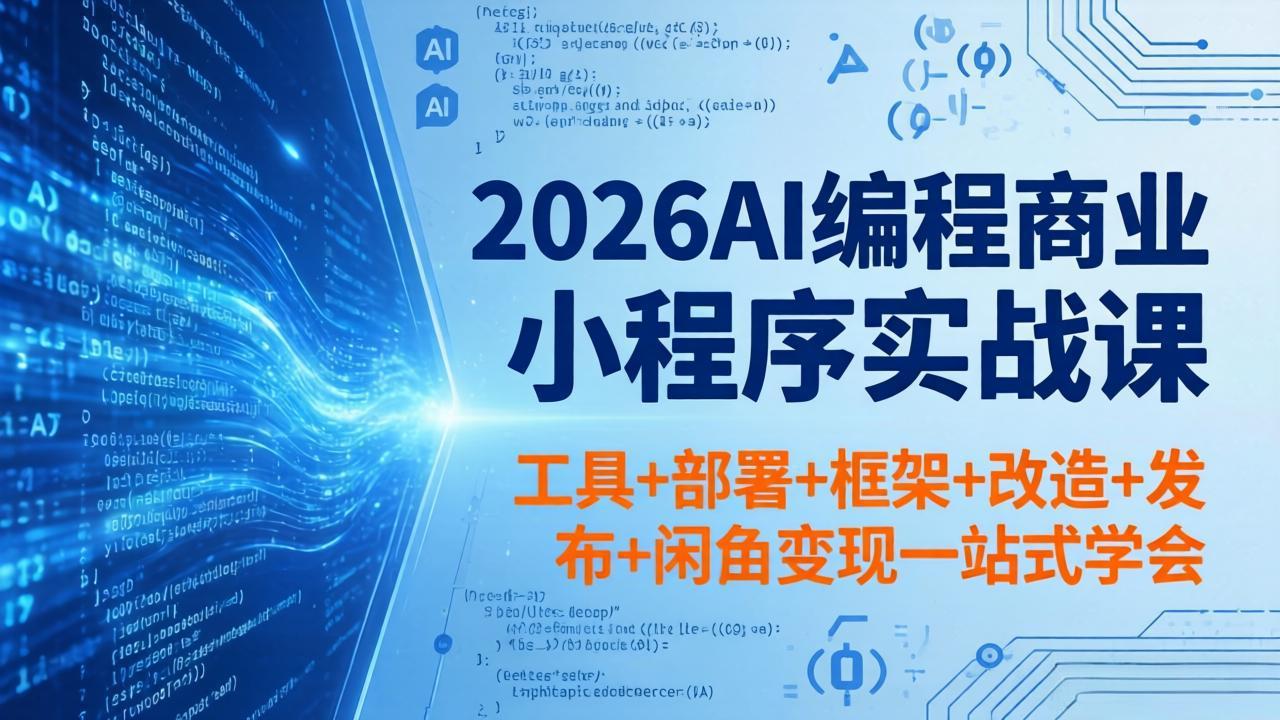 2026AI编程商业小程序实战课，工具+部署+框架+改造+发布+闲鱼变现一站式学会-资源社