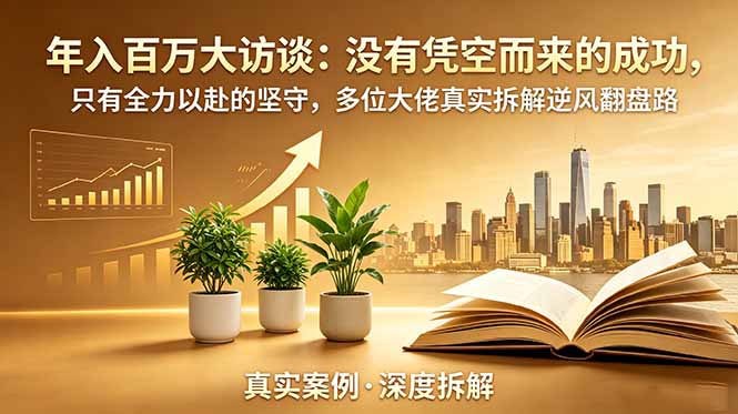 年入百万大访谈-更新:没有凭空而来的成功,只有全力以赴的坚守,多位大佬真实拆解逆风翻盘路-资源社