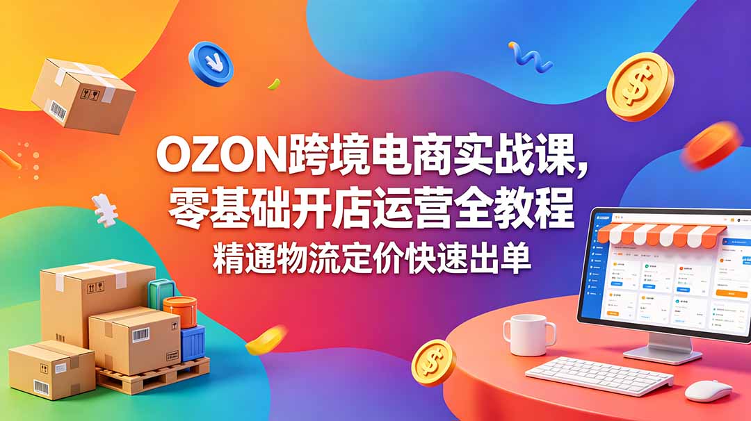 OZON 跨境电商实战课，零基础开店运营全教程，精通物流定价快速出单-资源社