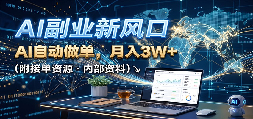 AI副业新风口,AI自动做单,月入3W+,附接单资源-资源社