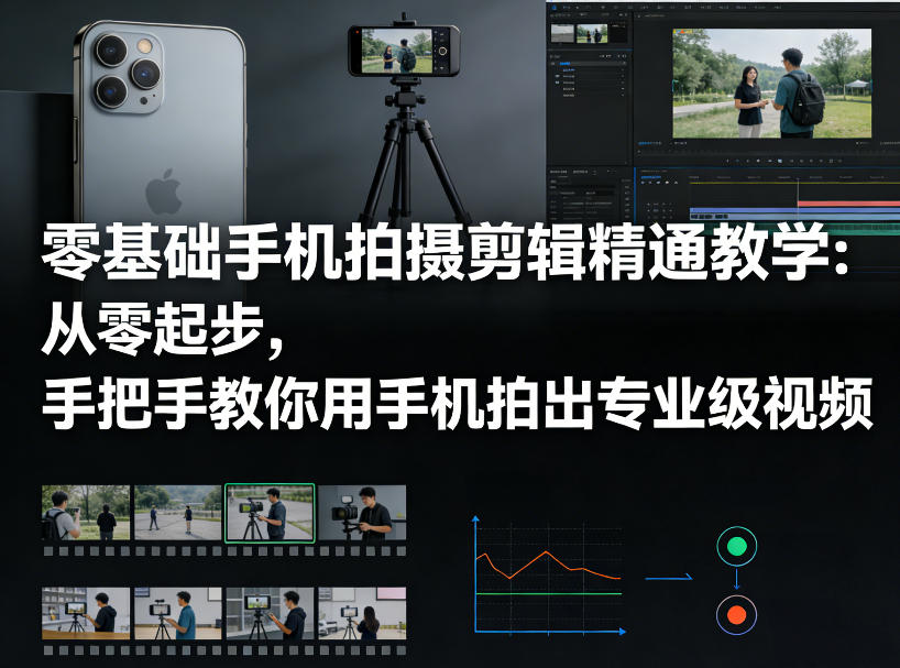 零基础手机拍摄剪辑精通教学：从零起步，手把手教你用手机拍出专业级视频-资源社