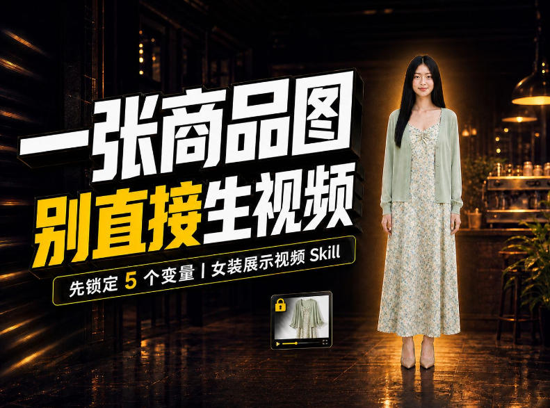 女装AI视频总翻车?问题不在提示词,女装展示视频Skill先锁定5个变量!-资源社