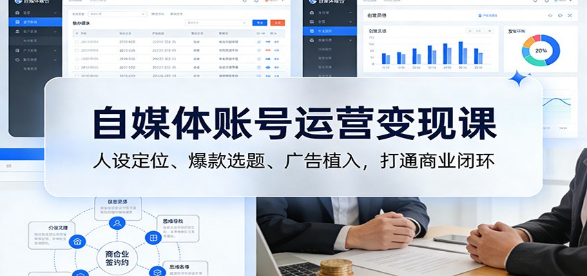 自媒体账号运营变现课：人设定位、爆款选题、广告植入，打通商业闭环-资源社