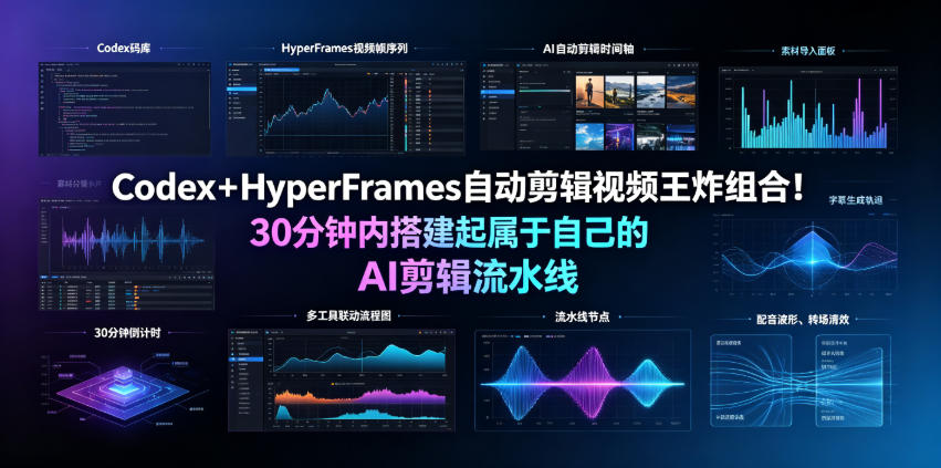 Codex+HyperFrames自动剪辑视频王炸组合!30分钟内搭建起属于自己的AI剪辑流水线(完整版实操教程手册)-资源社
