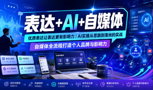 表达+AI+自媒体，优质表达让表达更有影响力|AI实操从思路到落地的实战|自媒体全流程打造个人品牌与影响力-资源社
