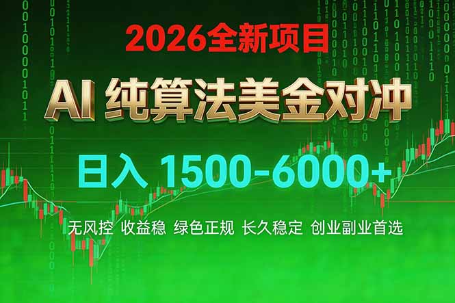 2026 全新美金对冲项目，不套平台赠金，不封号，纯算法对冲，日入 1500-6000+-资源社