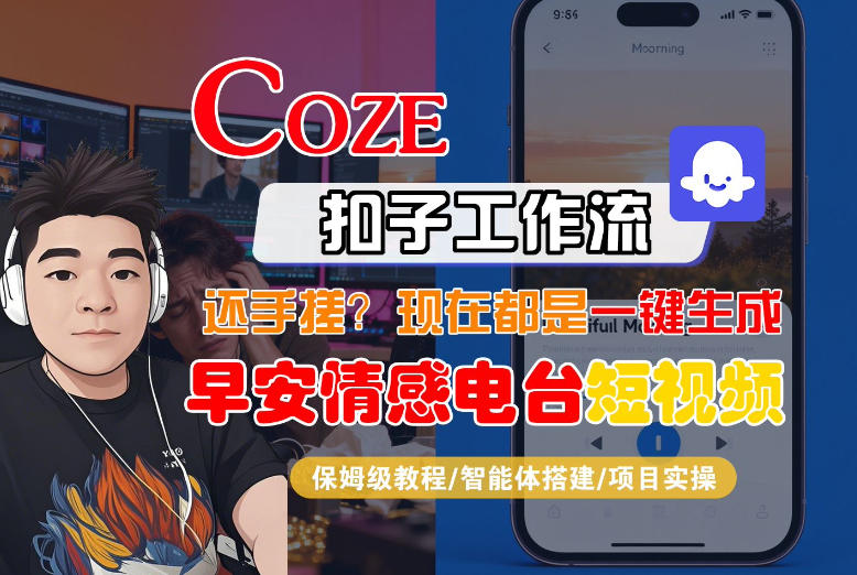 【Coze工作流搭建实操教程】【coze】早安情感电台日签视频还在手动做?用扣子工作流自动生成,省时90%-资源社