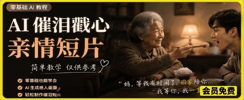 AI催泪戳心亲情短片,零基础AI教程,简单教学仅供参考-资源社