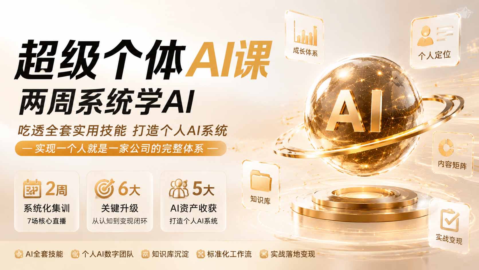 超级个体AI课 两周系统学AI;吃透全套实用技能打造个人AI系统,实现一个人就是一家公司的完整体系(更新0823-资源社