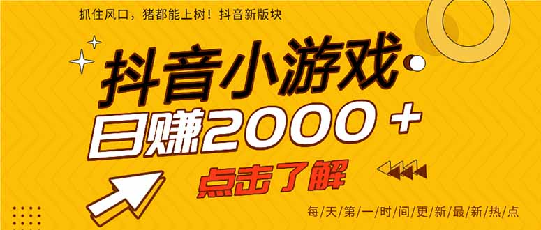 2025年爆火的抖音小游戏项目，一部手机日入2000+-资源社