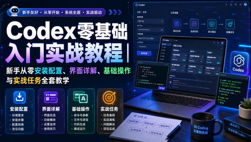 Codex零基础入门实战教程|新手从零安装配置、界面详解、基础操作与实战任务全套教学-资源社