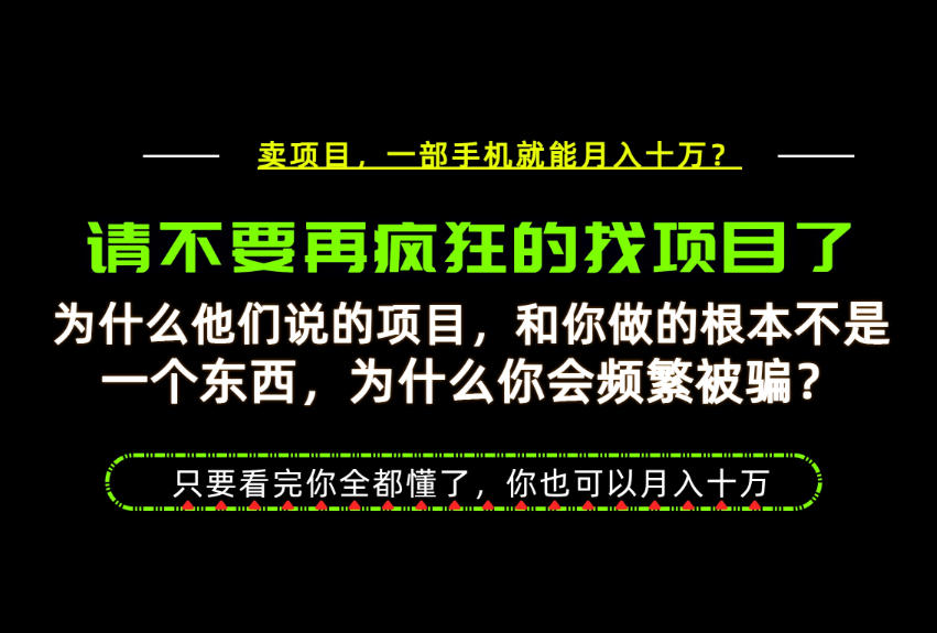 为什么做项目的人大多都是炮灰?为什么只有卖项目才能稳?看完你也可以月入10W+【揭秘】-资源社
