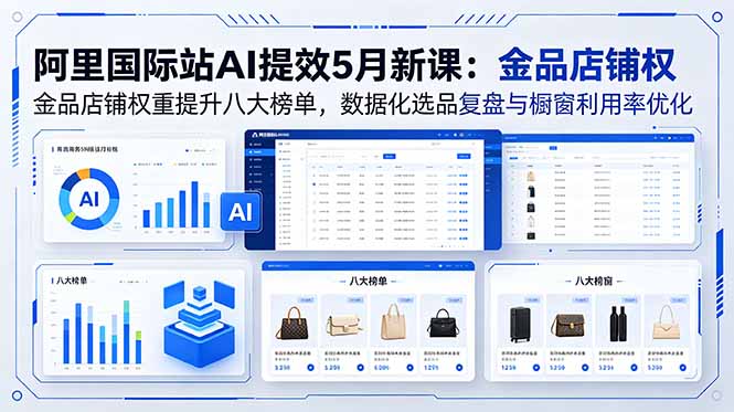 阿里国际站AI提效5月新课：金品店铺权重提升八大榜单，数据化选品复盘与橱窗利用率优化-资源社