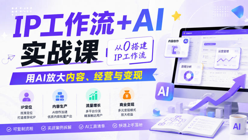 IP工作流+AI实战课,从0搭建IP工作流,用AI放大内容、经营与变现-资源社