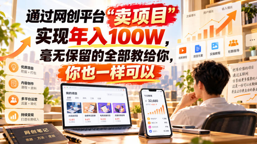 通过网创平台“卖项目”实现年入100W，毫无保留的全部教给你，你也一样可以！【揭秘】-资源社