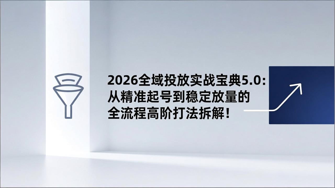2026全域投放实战宝典5.0：从精准起号到稳定放量的全流程高阶打法拆解！-资源社