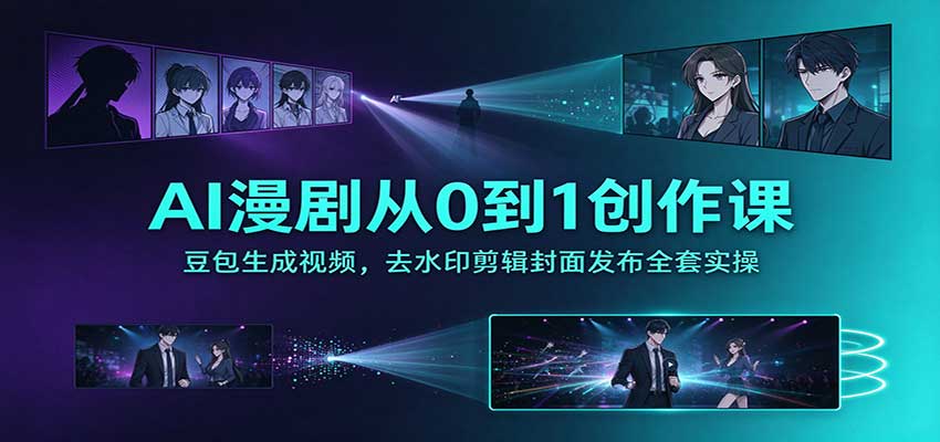 AI漫剧从0到1创作课:豆包生成视频,去水印剪辑封面发布全套实操-资源社