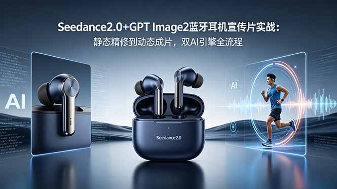 Seedance2.0+GPT Image2蓝牙耳机宣传片实战：静态精修到动态成片，双AI引擎全流程-资源社