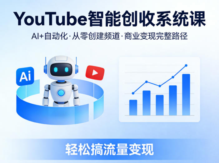 YouTube智能创收系统课，AI+自动化，从零创建YouTube频道并实现商业变现的完整路径，轻松搞流量变现-资源社