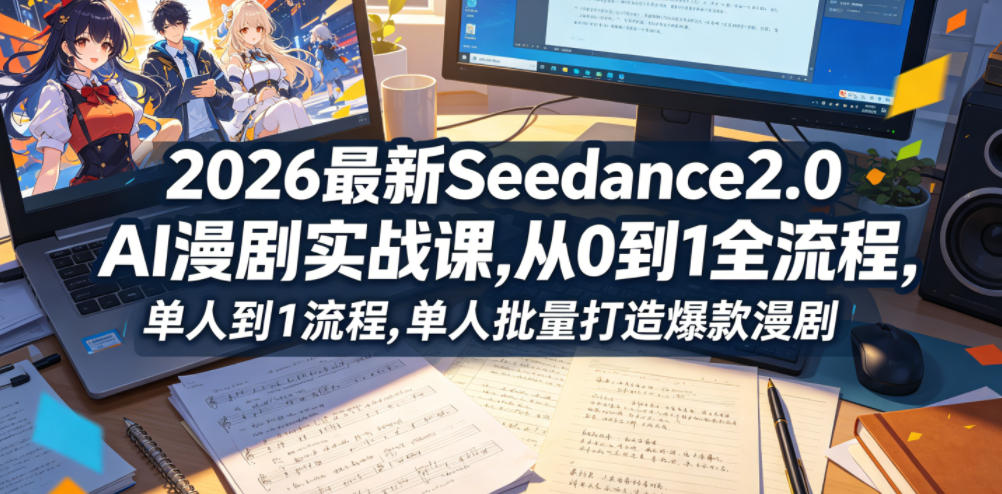 2026最新Seedance2.0 AI漫剧实战课,,从0到1全流程,单人批量打造爆款漫剧-资源社